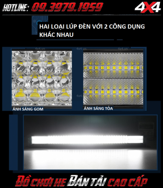 Đèn led bar ô tô, đèn led bar xe bán tải 12D, mẫu đèn led bar độ đẹp và đẳng cấp tại HCM