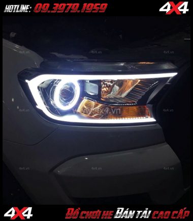 Tấm ảnh Độ đèn Ford Ranger: gói độ mí led + vòng angels eyes + mắt quỷ